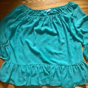 DR2 Blue Ruffled Blouse with Long Sleeves